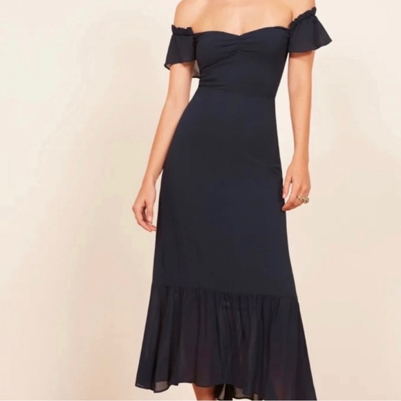Reformation Butterfly Navy Maxi Dress Size 0 B1818 - Picture 1 of 6